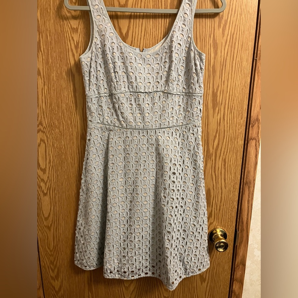 Ann Taylor Loft Pale Blue Eyelet lace fit and flare dress Women’s Size 6